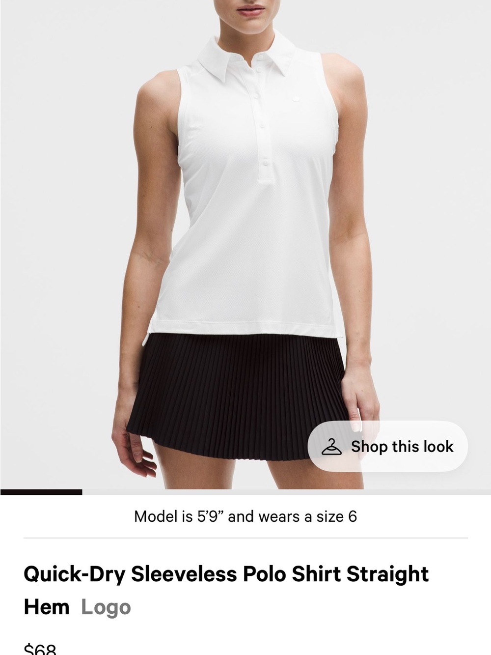 lululemon athletica White Sleeveless Polo Tank